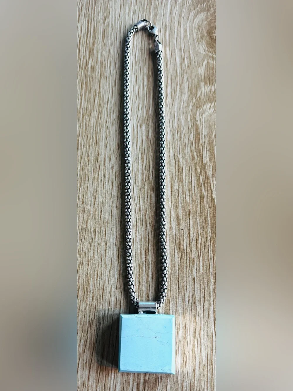 Modern Turquoise Pendant with Serpentine Chain